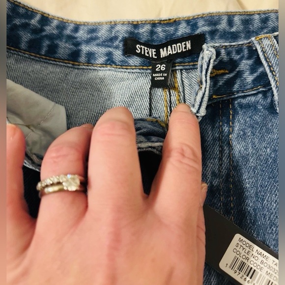 Steve Madden Taylor Embellished Blue Jeans | Straight + Rhinestones | 26 | NWT - Picture 11 of 15